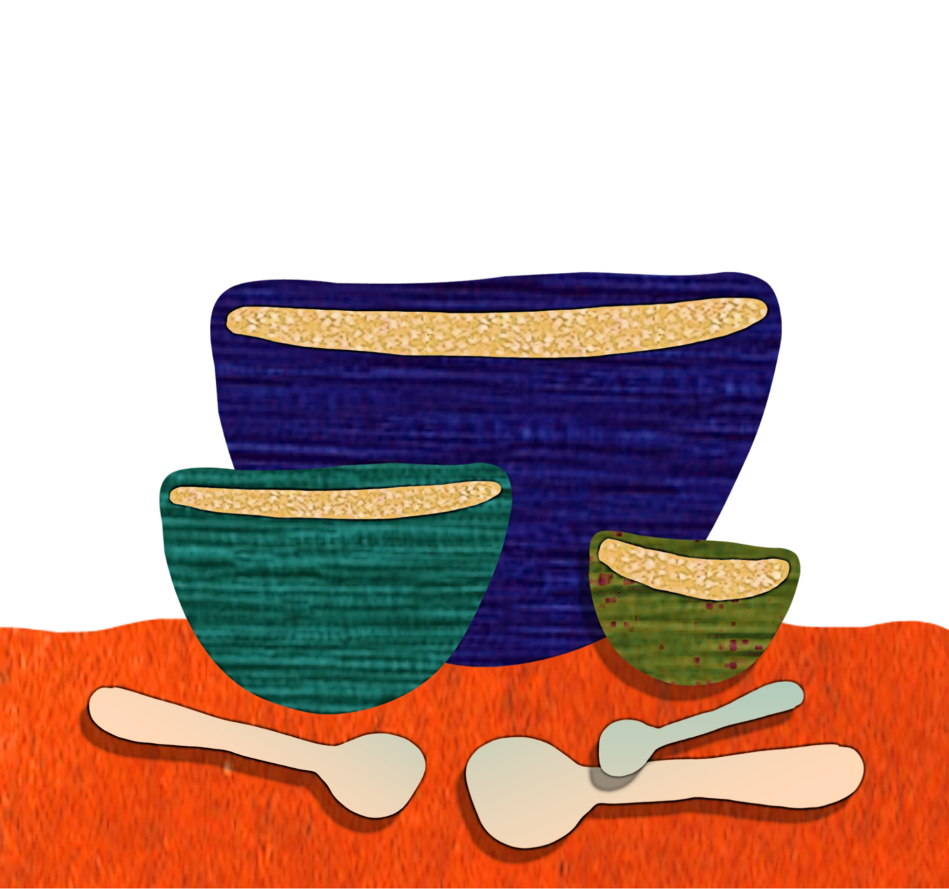 Ilustración de tres platos de cereal.